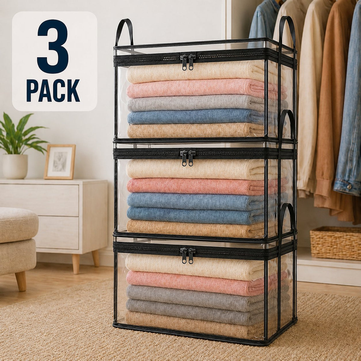 🔥Last Day 49.5% OFF📦Portable Large Heavy-Duty Thick Plastic Clear Storage Box with Hinged Lid